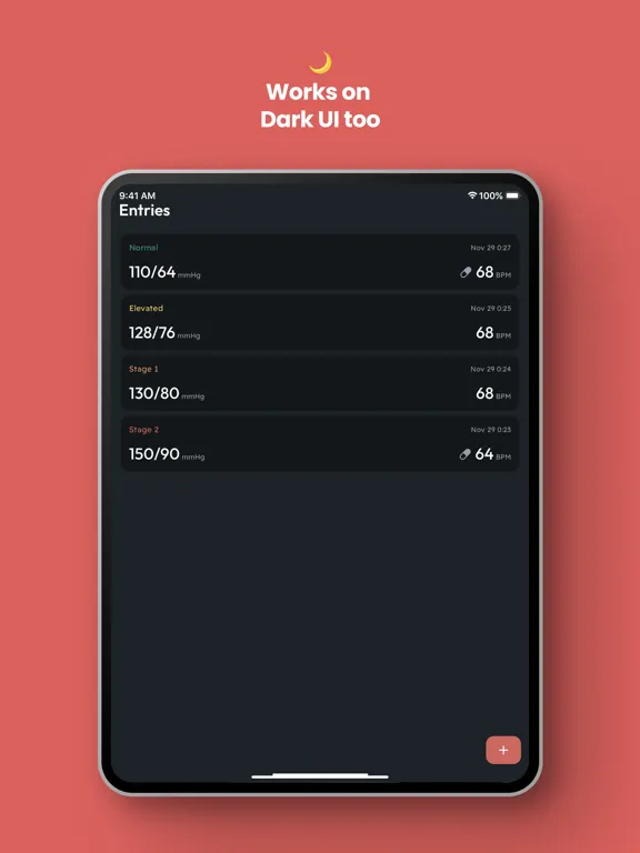 Capturas de tela do Blood Pressure Log Book iPad 